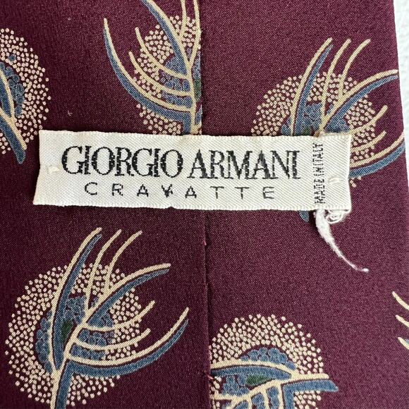 Giorgio Armani Cravatte Tie Mens Burgundy 55"X3.5"Made In Italy Vintage - Picture 6 of 12